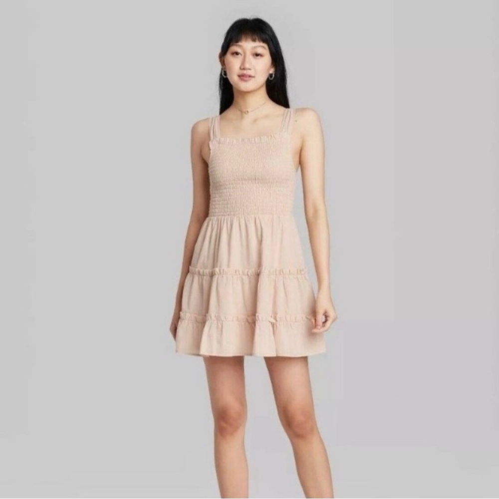 NWT Wild Fable Beige Smocked Dress Size L